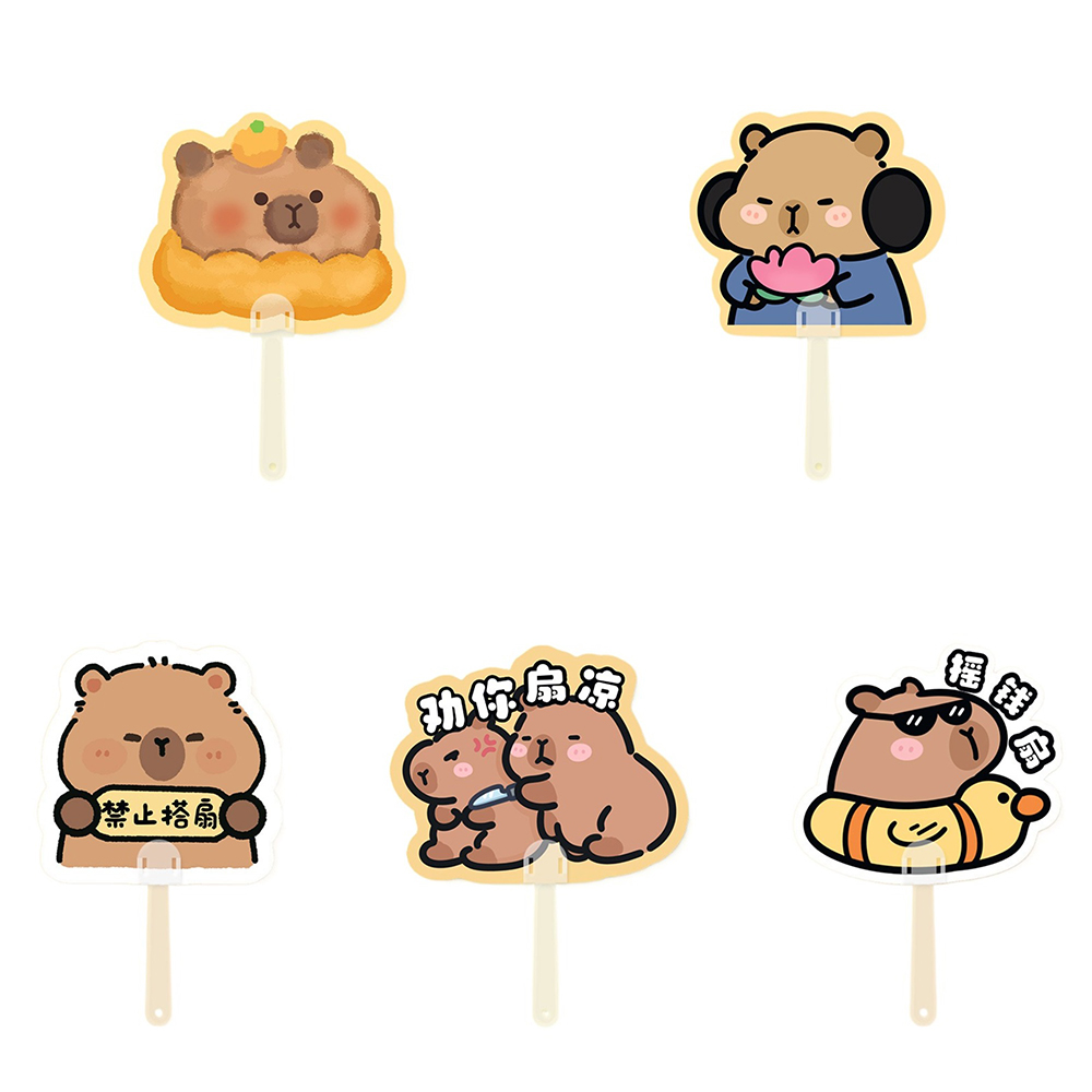 New PP Capybara Hand Fan Cute Cartoon Portable Hand-cranked Cooling Fan Outdoor Supplies Mini Children's Hand Fan Summer