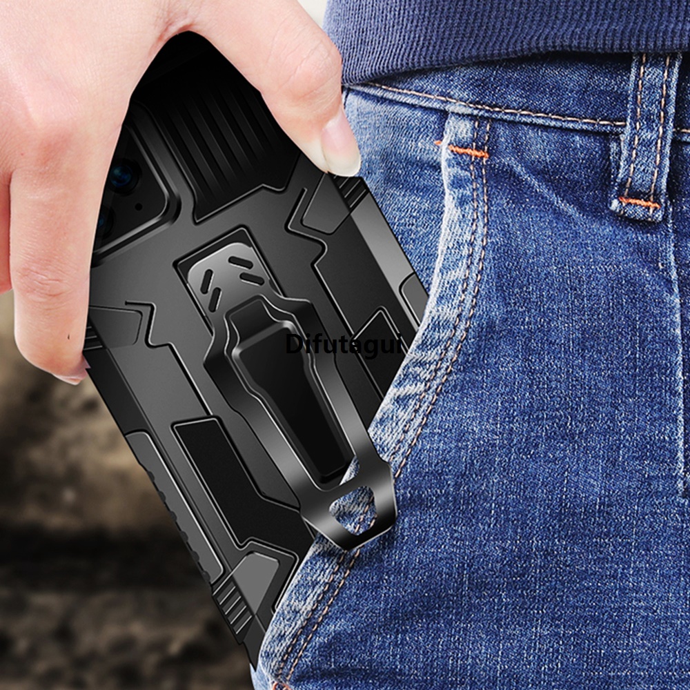 Difutagui Fashion KEYSION Shockproof Armor Case for Infinix Hot 11 Play 10 9 10i Profesional Soft Silicone PC Metal Stand Back Clip Phone Cover for Smart 6 HD