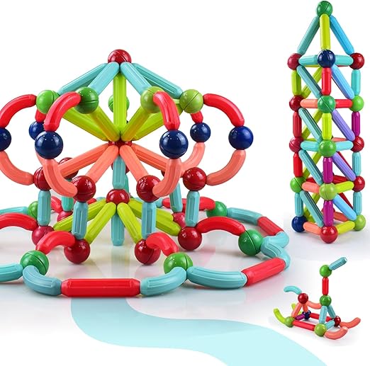 Magnetic Building Blocks for Kids Ages 4-8, STEM Construction Toys for Boys and Girls, Large Size Magnetic Sticks and Balls Game Set for Kid’s Early Educational Learning (90PCS)