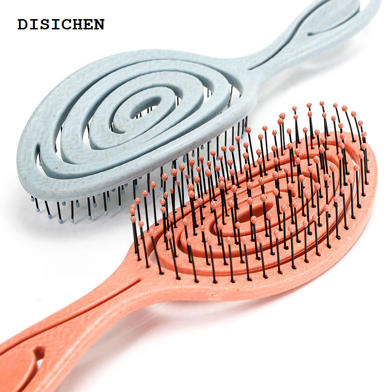 DISICHEN Fashion Relaxing Elastic Massage Comb Portable Hollow Hair Combs Scalp Massage Brush Salon Styling Tools Solid Color Circular Hair Brush