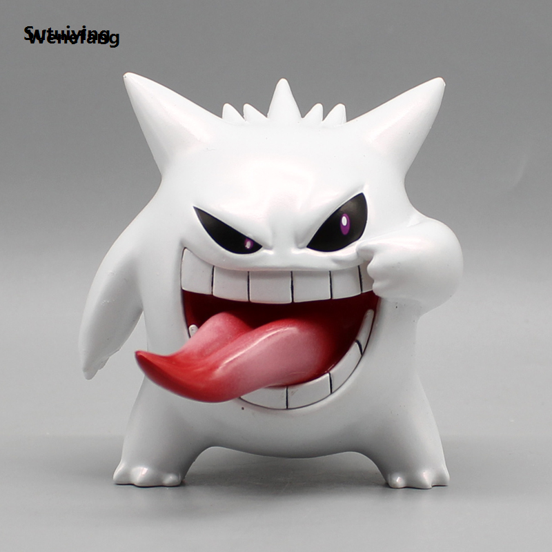 Wenefang Sutuiying 9cm Pokemon Anime Figures Gk Gengar Action Figure Transparent Gengar Hot Selling Portable Cute Figurine PVC Model Doll Room Decoration Toy Boy Gifts