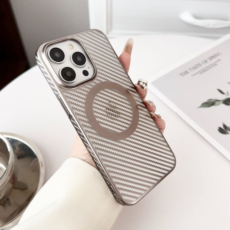HODON Luxury Carbon Fiber Relief Phone Case For iPhone 16 14 12 13 15 Pro Max Cases Matte PC Hard Shockproof Cover