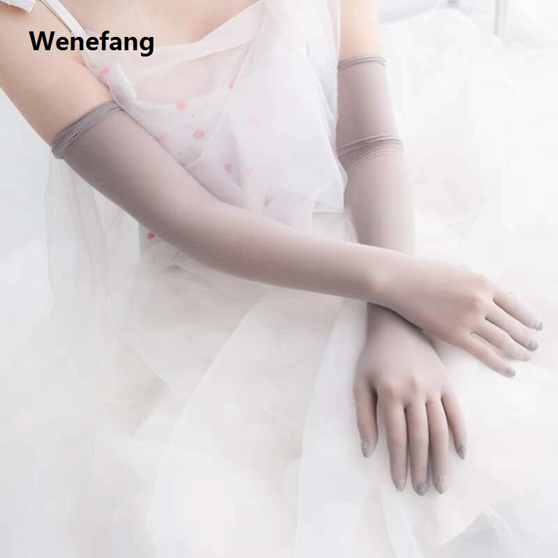 Wenefang Rice dumpling clothes shop ultra-thin seamless anti snagging silk parting wedding five finger sunscreen female stockings gloves