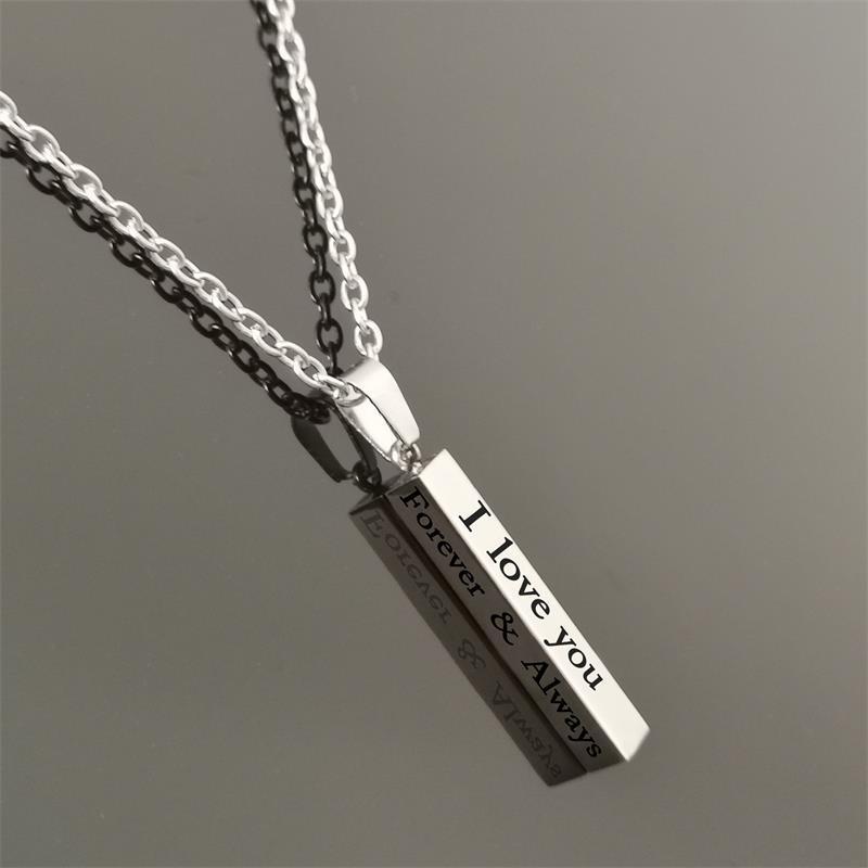 【Top Picks】Yiwu Stainless Steel Wishing Accessories Men's Pendant Necklace Colorful Silver Simple Necklace Women's Black Light Luxury Couple Jewelry Batch