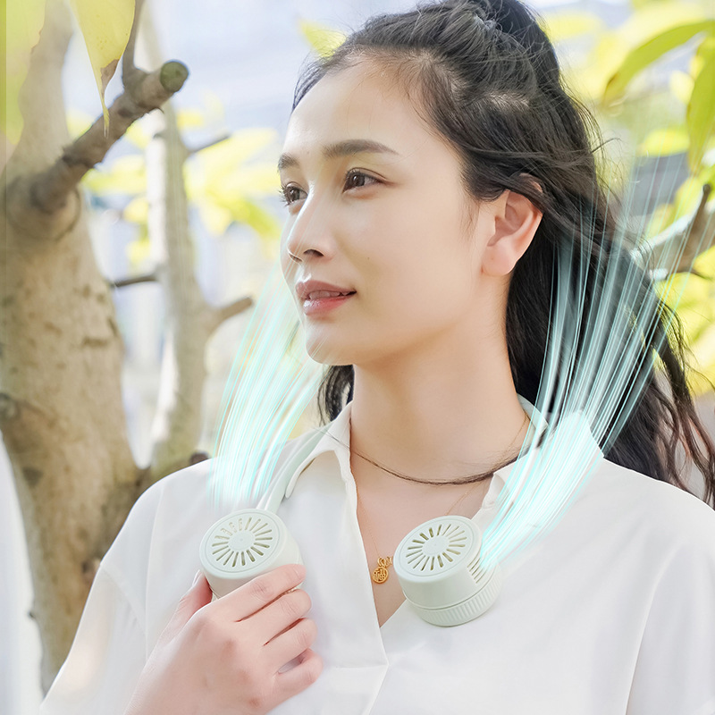 Portable Rechargeable Neck Fan | Hands-Free Hanging Cooling Fan | Dual Turbo Airflow | 3 Speed Adjustable | USB Rechargeable | Lightweight Personal Fan for Summer