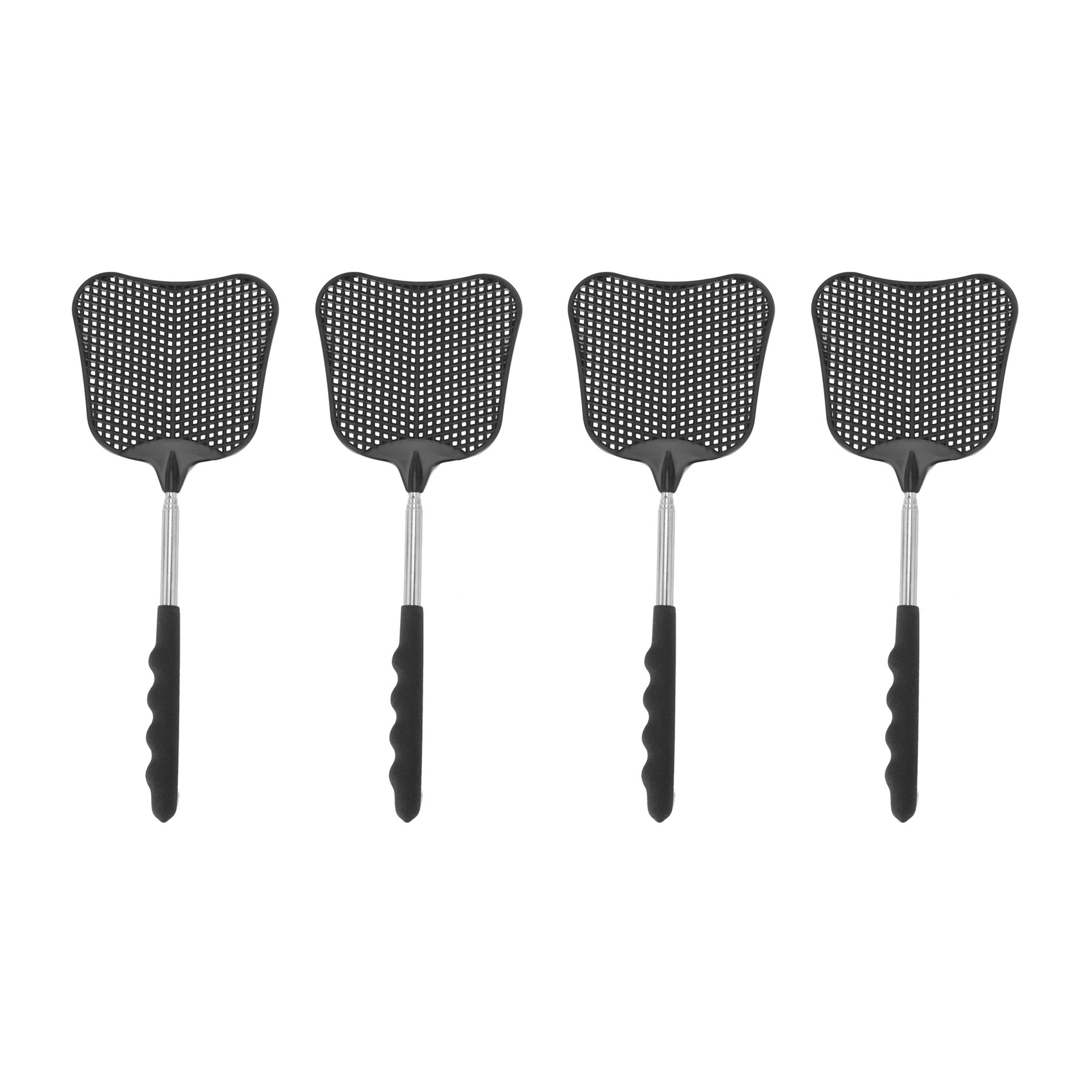 NAMUNY Mosquito and Fly Killing Plastic Fly Swatter Retractable Stainless Steel Rod (4 Pack)