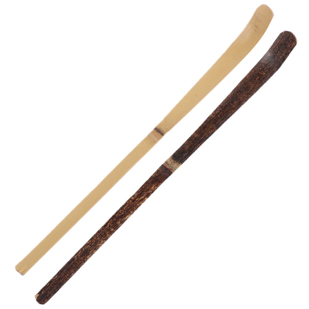 2Pcs Tea Shells Guide Spice Gadget Handmade Leaf Spatula Black Bamboo Wood Matcha Spoon Tea Sticks