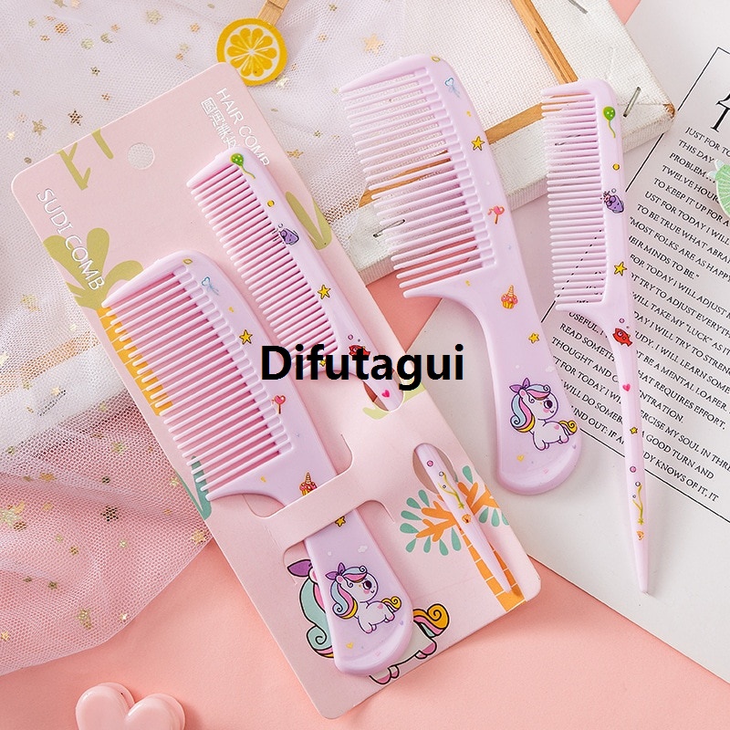 Difutagui Feminine products hairbrush untie anti-static comb kids cute set/piece Bargain price 2 cartoon hairdressing hairbrush health care tool girl