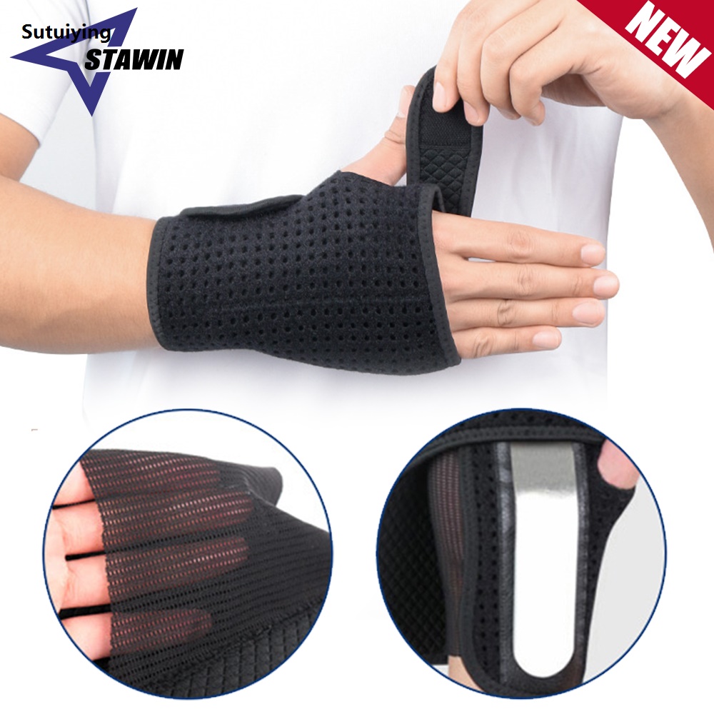 Sutuiying 1PC Adjustable Wristband Steel Wrist Brace Wrist Support Hand Brace Portable Wrist Support Finger Splint Carpal Tunnel Syndrome Men Women