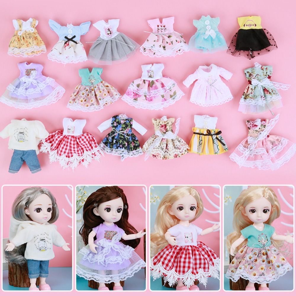 New Fashion Doll Clothes 7 Styles Children DIY Girls Can Dress Up High-end Dress Up 16cm Doll/1/8 BJD Doll