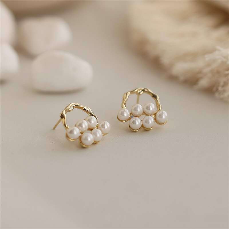 【Best Price Guaranteed】Silver Needle Gentle Pearl Twisted Ring Earrings Niche Design Sense Earrings Female Temperament Simple All-match Earrings Super Fairy