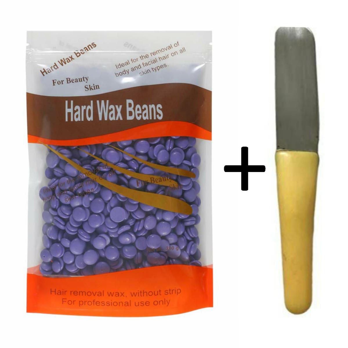 Hair Removal Kit - Hard Wax Beans and Stainless Steel Wax Applicator Spatula