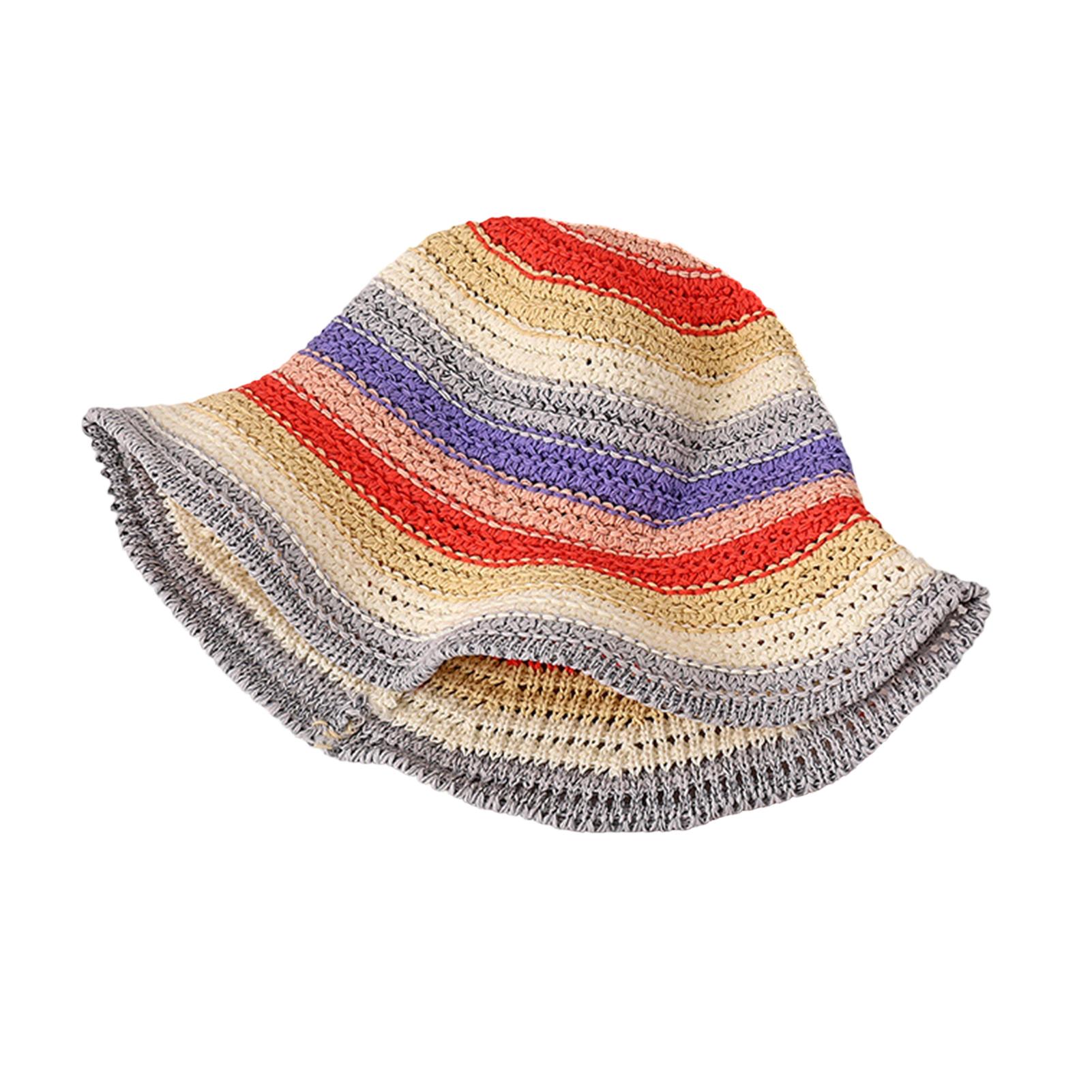 Trendygirl Foldable Straw Hat Straw Hat Rainbow Design Foldable Lightweight Breathable Sun Protection Hat for Outdoor Activities Beach for Asia