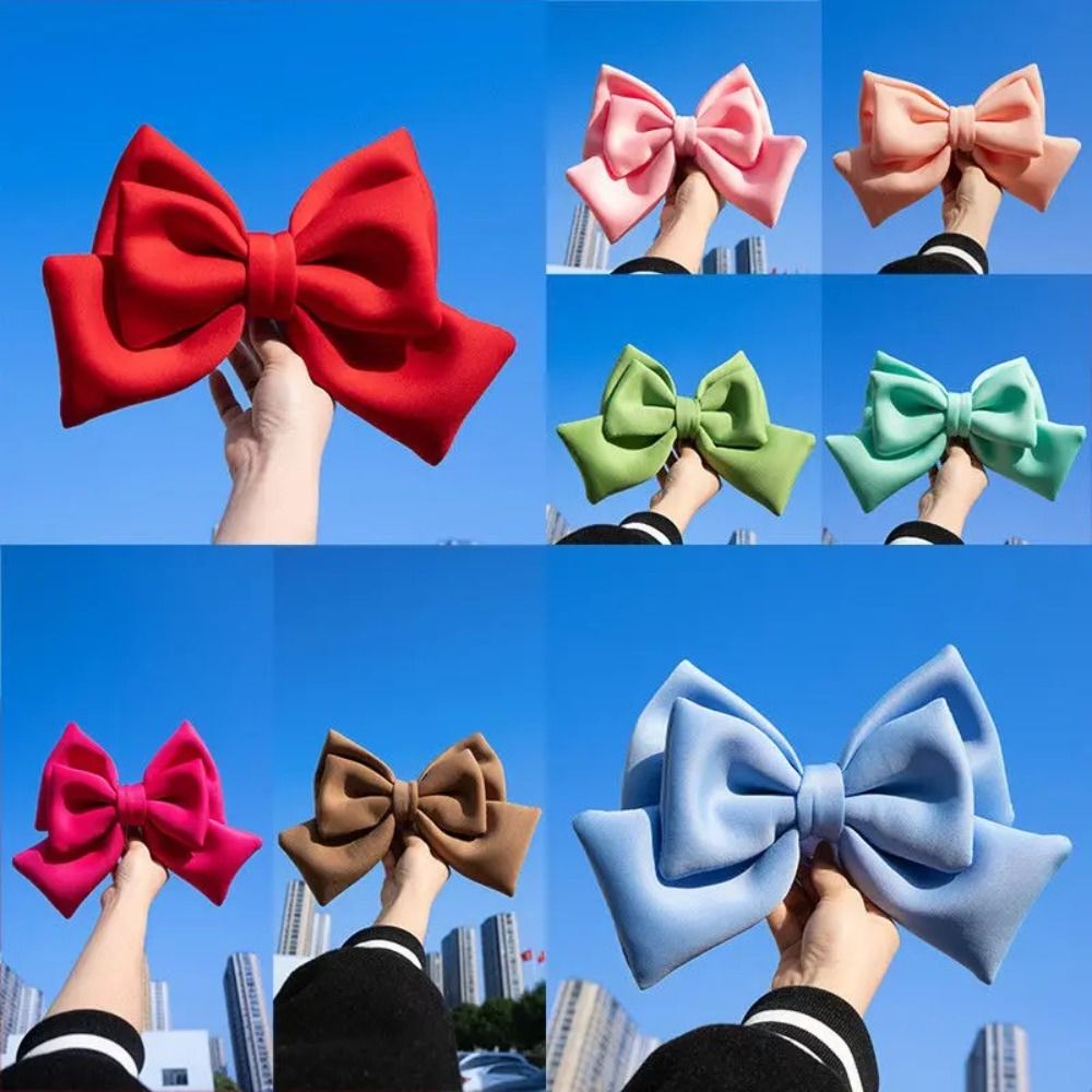 Sweet Cute Motorcycle Rear Seat Bow Universal Styling Helmet Butterfly Knot Solid Color Deformation Cotton Electric Bicycle Bowknot Women