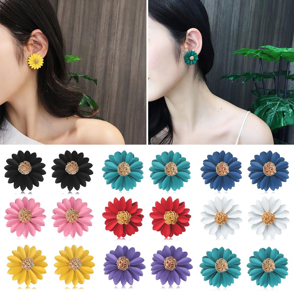 New Korean Style Sweet EarDrop Big Flower Ear Stud Charm Jewelry Temperament Earrings