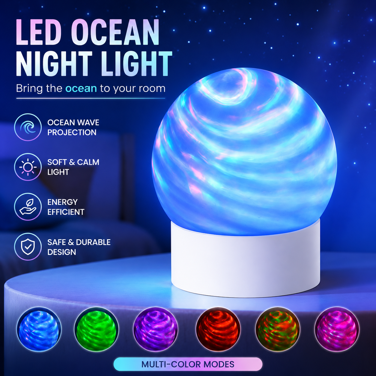 Starry Night Projection Lamp with Remote Control | Bedroom Night Light