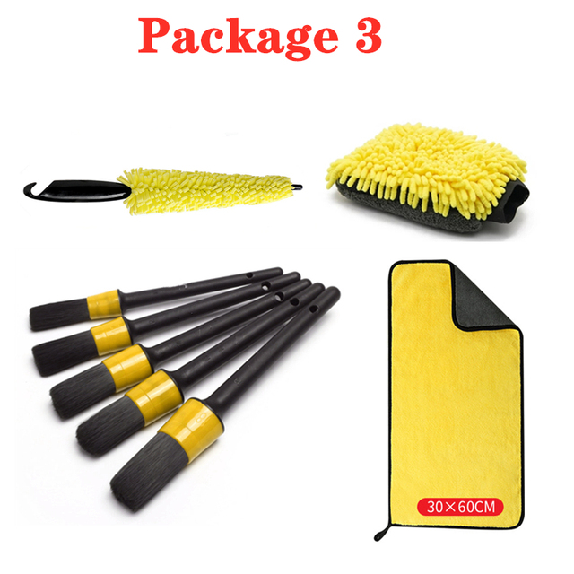 NEW 【Innovative design】Car Wash Cleaning Tools Set Gloves Towels Polishing Pads Sponge Car Care Kit Wheel Brush Car Cleaning Kit Auto Accessories