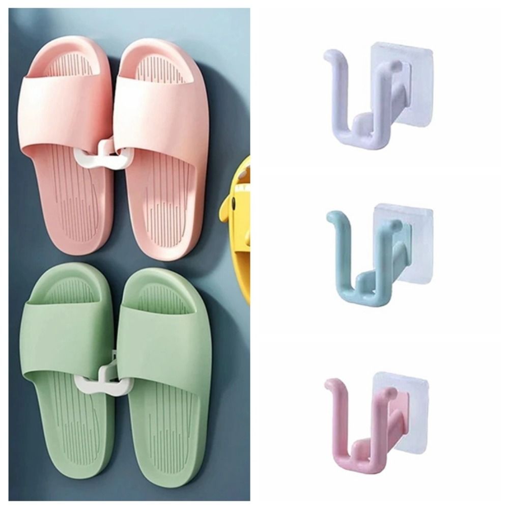 5pcs Toilet Drainage Rack Self-adhesive Slipper Rack Acrylic Simple Slipper Hook Wall-mounted Mini Shoe Drying Rack Bathroom