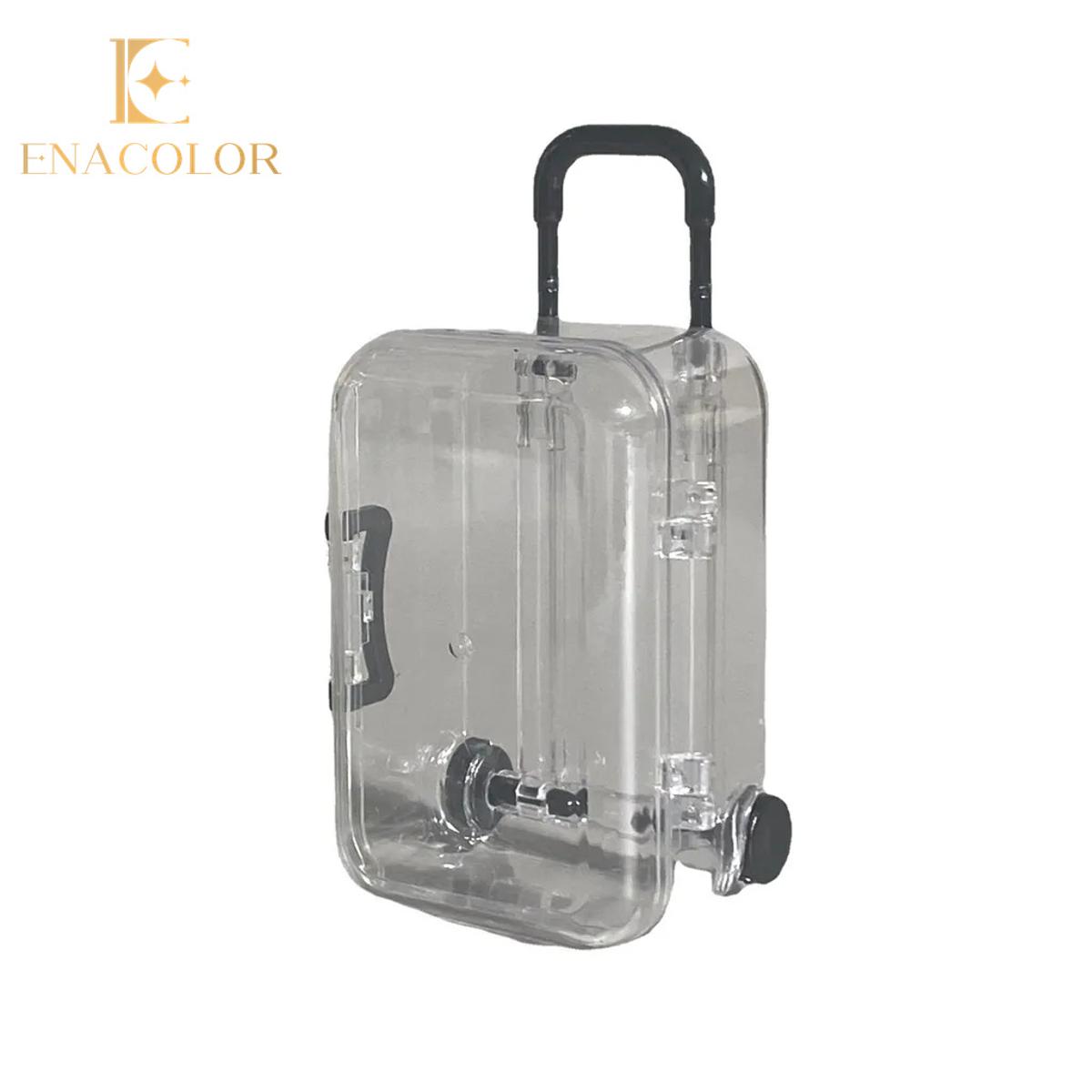 Enacolor 1 Pc Transparent Plastic Mini Suitcase Box Cute Jewelry Storage Boxes