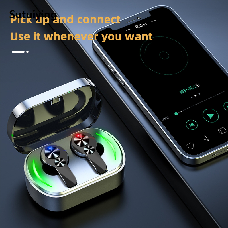 Sutuiying TWS Wireless Headphones Bluetooth Earphone Control Sport Headset Waterproof Microphone Music Earphone Work On All Smartphone