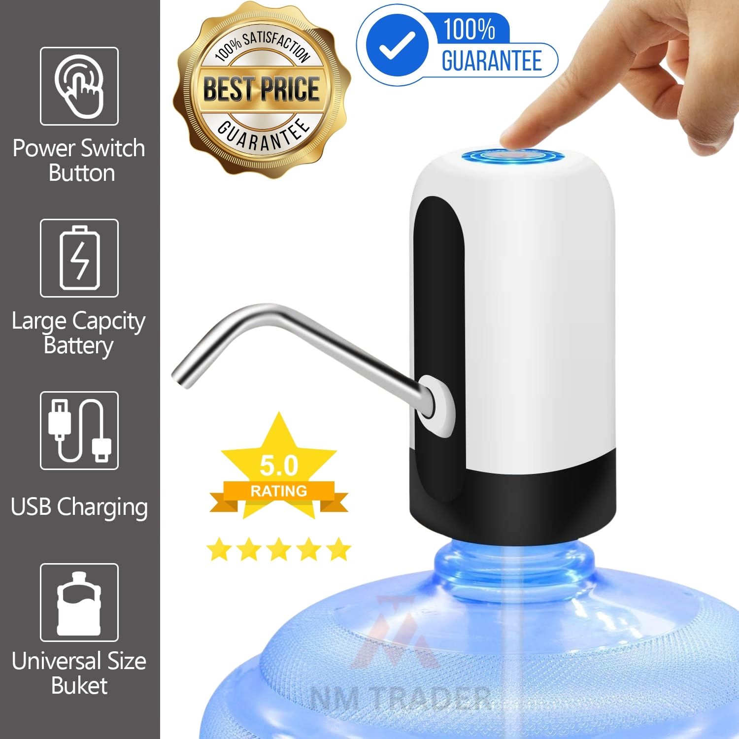 Automatic Water Dispenser -800 & 1200MAH | Handy water dispenser | Automatic & Rechargeable Water Dispenser Pump | Jar Dispenser | Easy for home ,shop & office use (Select option)