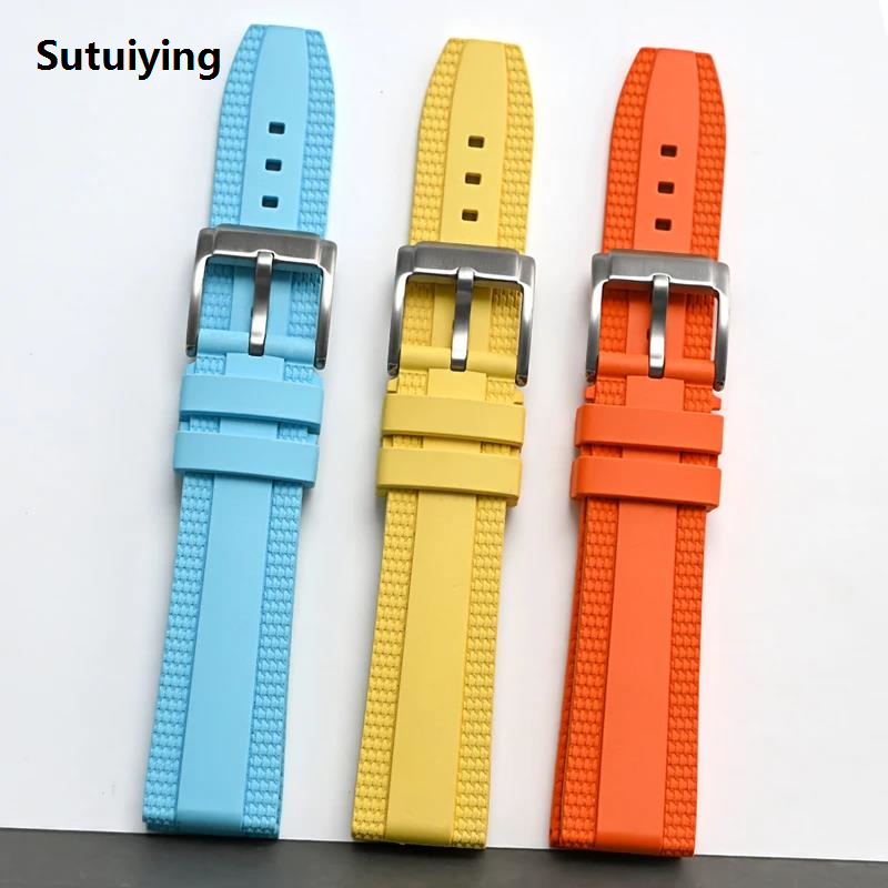 HOT Premium Fluoro Rubber Strap 20mm 22mm for Breitling New Super Ocean Avenger Watch Band Men Universal Sport Waterproof Bracelet