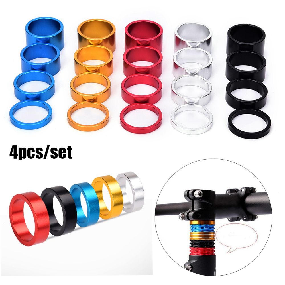 4pcs/set High Quality 5/10/15/20mm Aluminum Alloy Accessories Washer Cap Bicycle Fork Washers Headset Stem Spacer Road Bike Parts