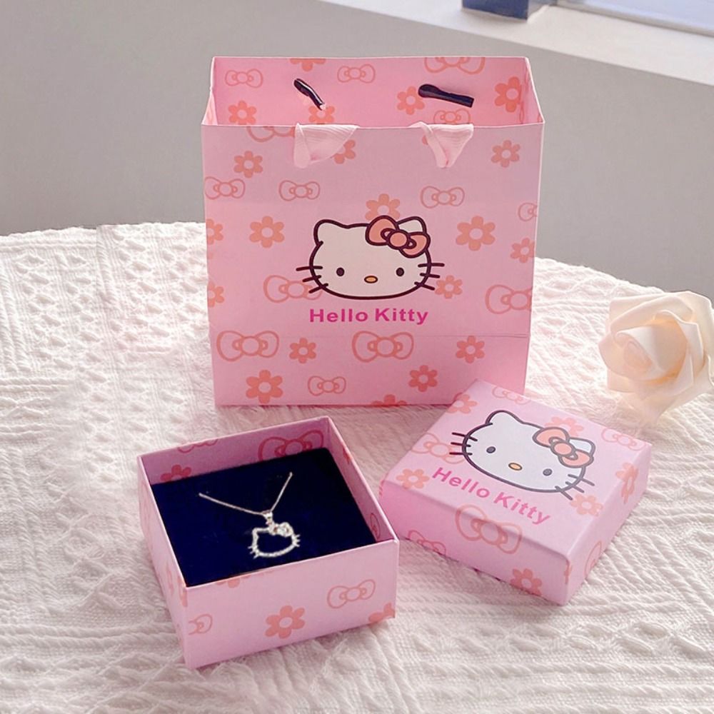 New Portable Hello Kitty Jewelry Storage Boxes Cartoon High-end Jewelry Handbag Sanrio Kt Cat Gift Box SET Girls