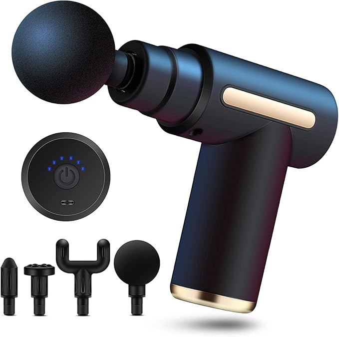 Prime Picks Mini Massage Gun Deep Tissue | Portable 6 Speeds Percussion Muscle Massager with 4 Massage Heads | Type-C Charging | 35dB Super Quiet Massage Gun for Muscle Pain Relief