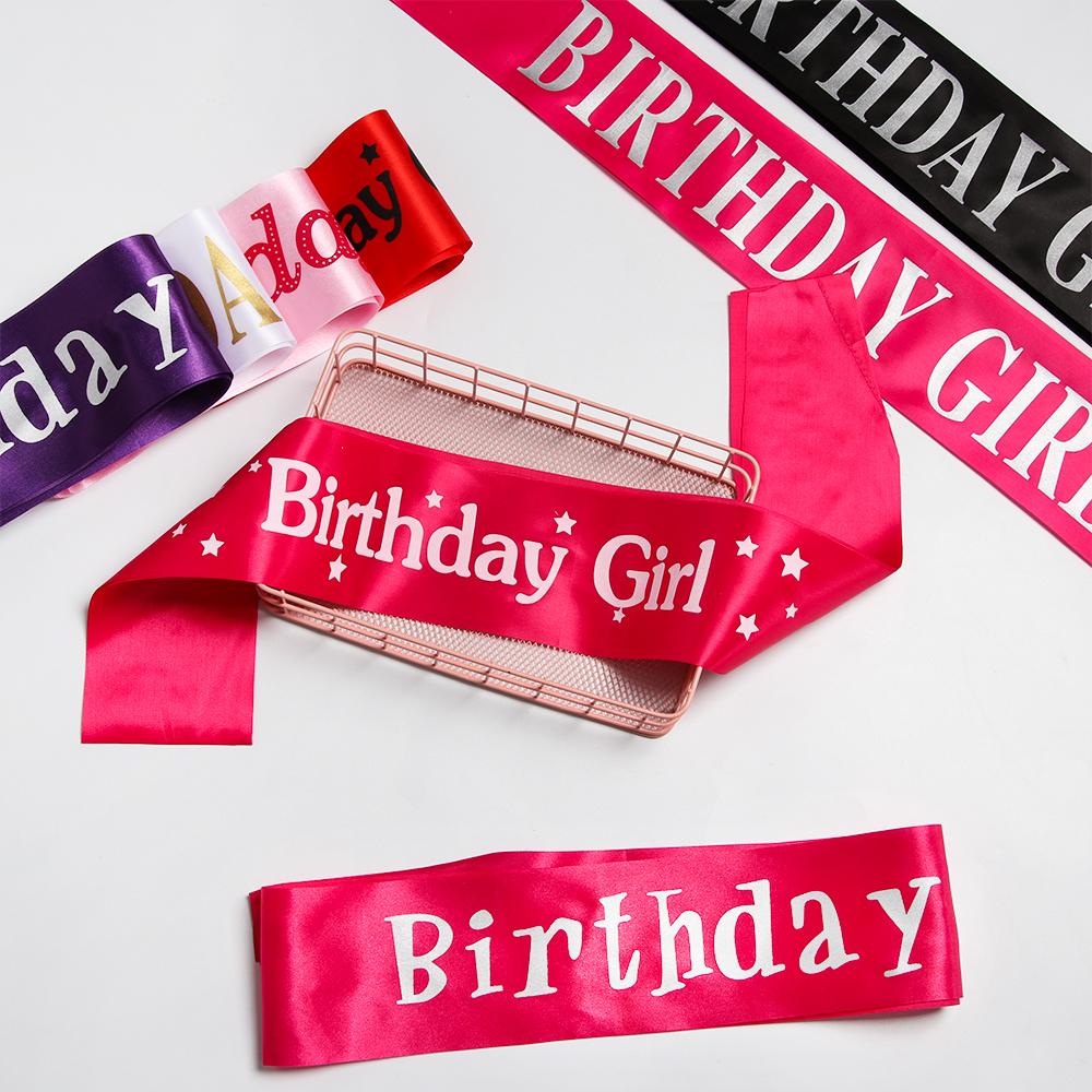 Fashion Party Decoration Glitter Shoulder Girdle Ribbons Birthday Girl Satin Sash