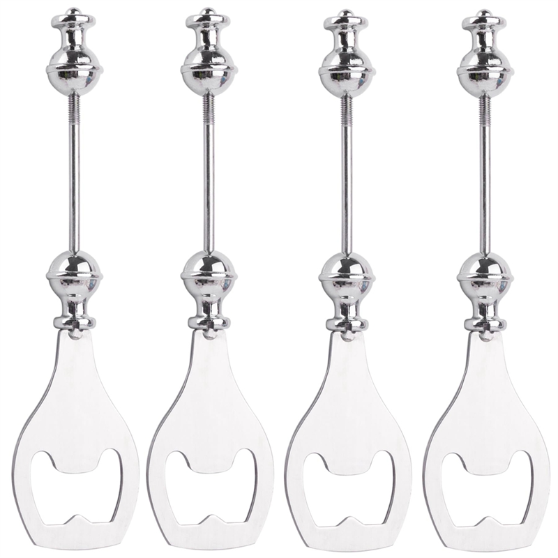 4 Pack DIY Beaded Beer Opener Metal Bottle Opener Decorative Beaded Bottle Opener for Bartenders Kitchen Tool Easy Install