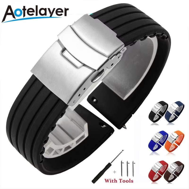18mm 20mm 22mm 24mm Quick Release Silicone Watch Strap Men Women Rubber Sport Bands Wrist Bracelet for Samsung Active 43 47mm