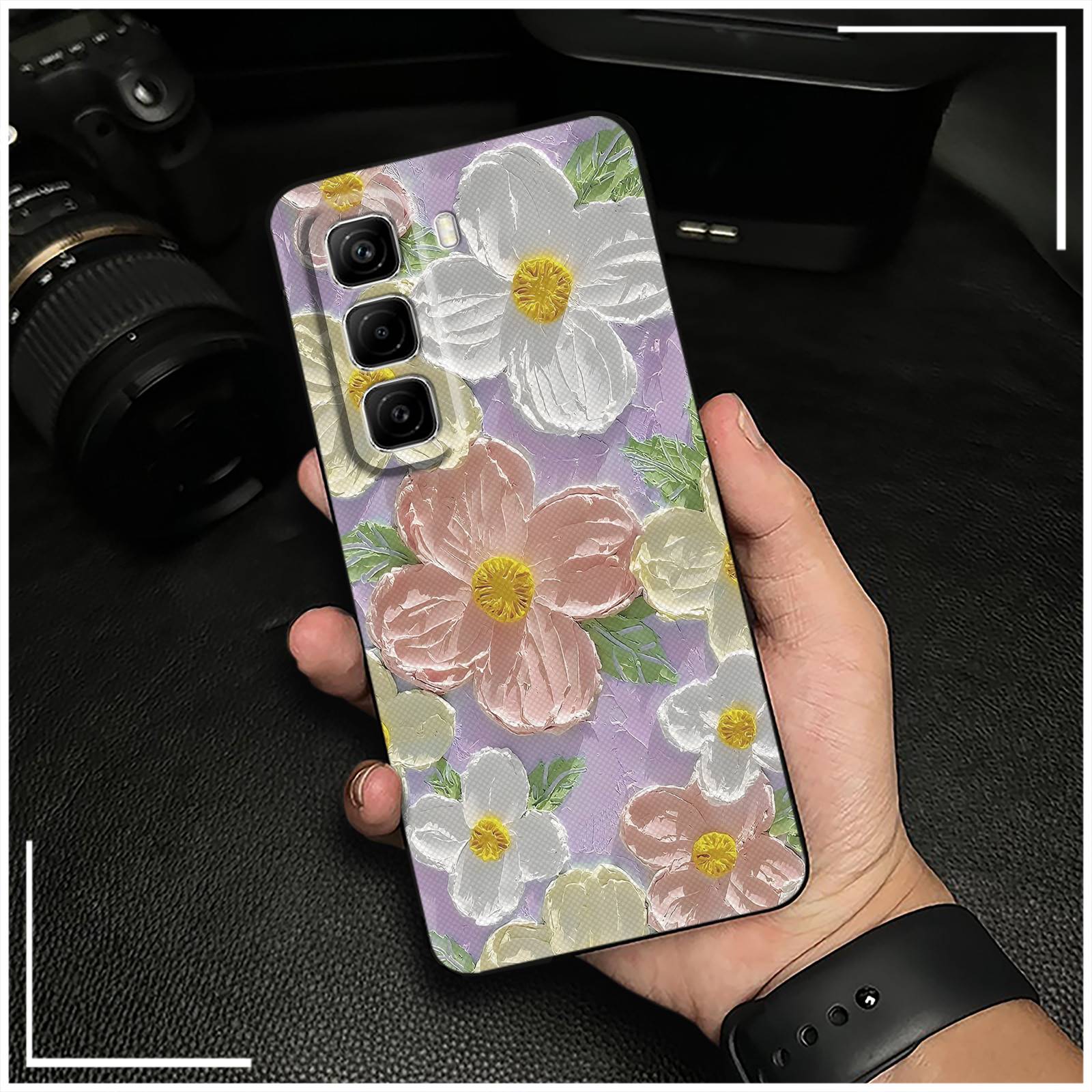 Protective TPU Phone Case For infinix Hot60 5G/Hot60i 4G/X6726/X6728/B Oil Painting Graffiti Full wrap Anti-knock flower
