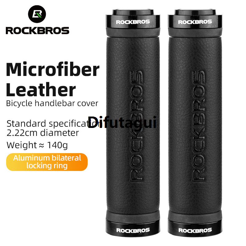 Difutagui ROCKBROS MTB Road Bike Handlebar Grips Microfiber Leather Dustproof Aluminum Fifty percent discount Alloy Lock Ring Ultralight Cycling Grip Bicycle Accessories