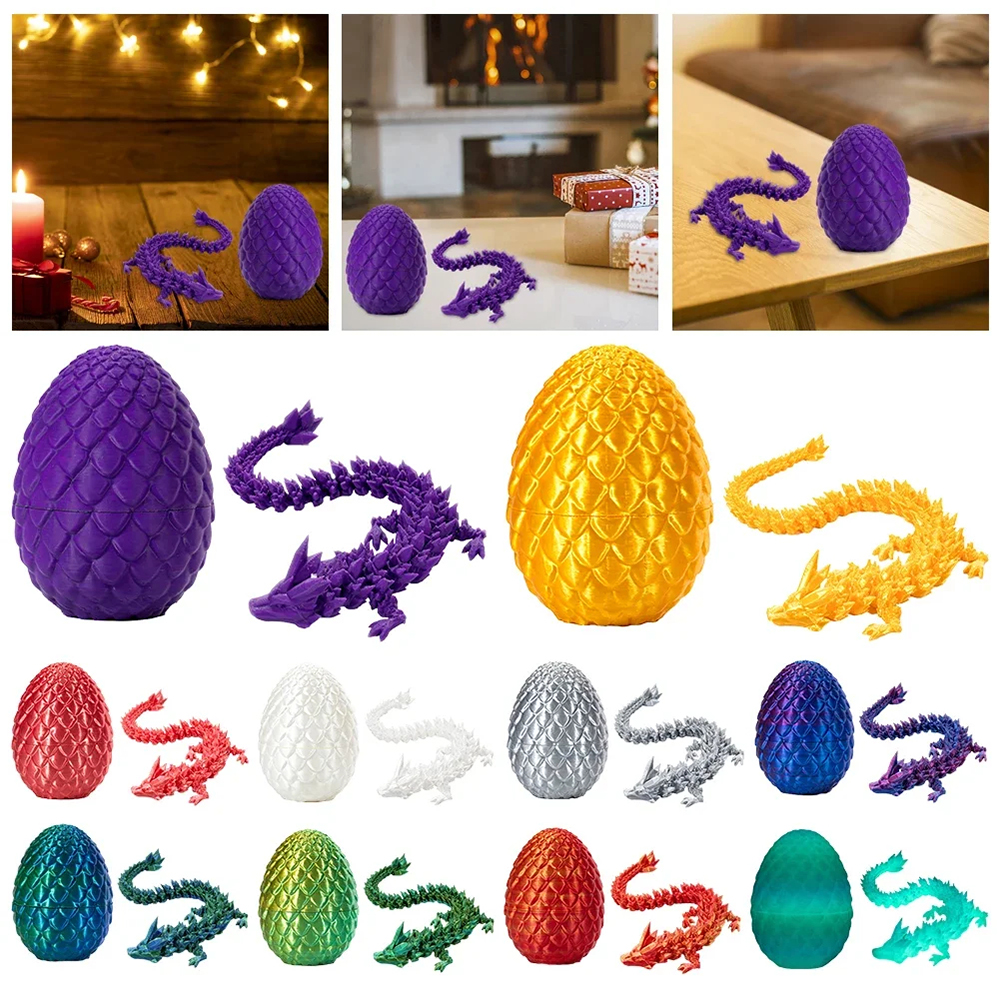 Durable With Dragon Egg 3D Printed Articulated Dragon Fish Tank Crystal Dragon 3D Printed Dragon Egg Figurine Crystal Dragon Fidget Toys For Home Decor