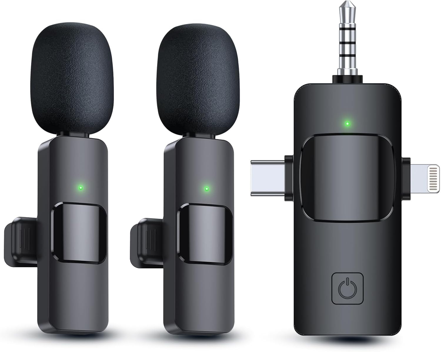 3 in 1 Wireless Mini Microphone-10 Hours of Life, Wireless Microphone for iPhone,Camera, Android, iPad,Lavalier Microphone Intelligent Noise Reduction for Video Recording/Vlog/Live Streaming