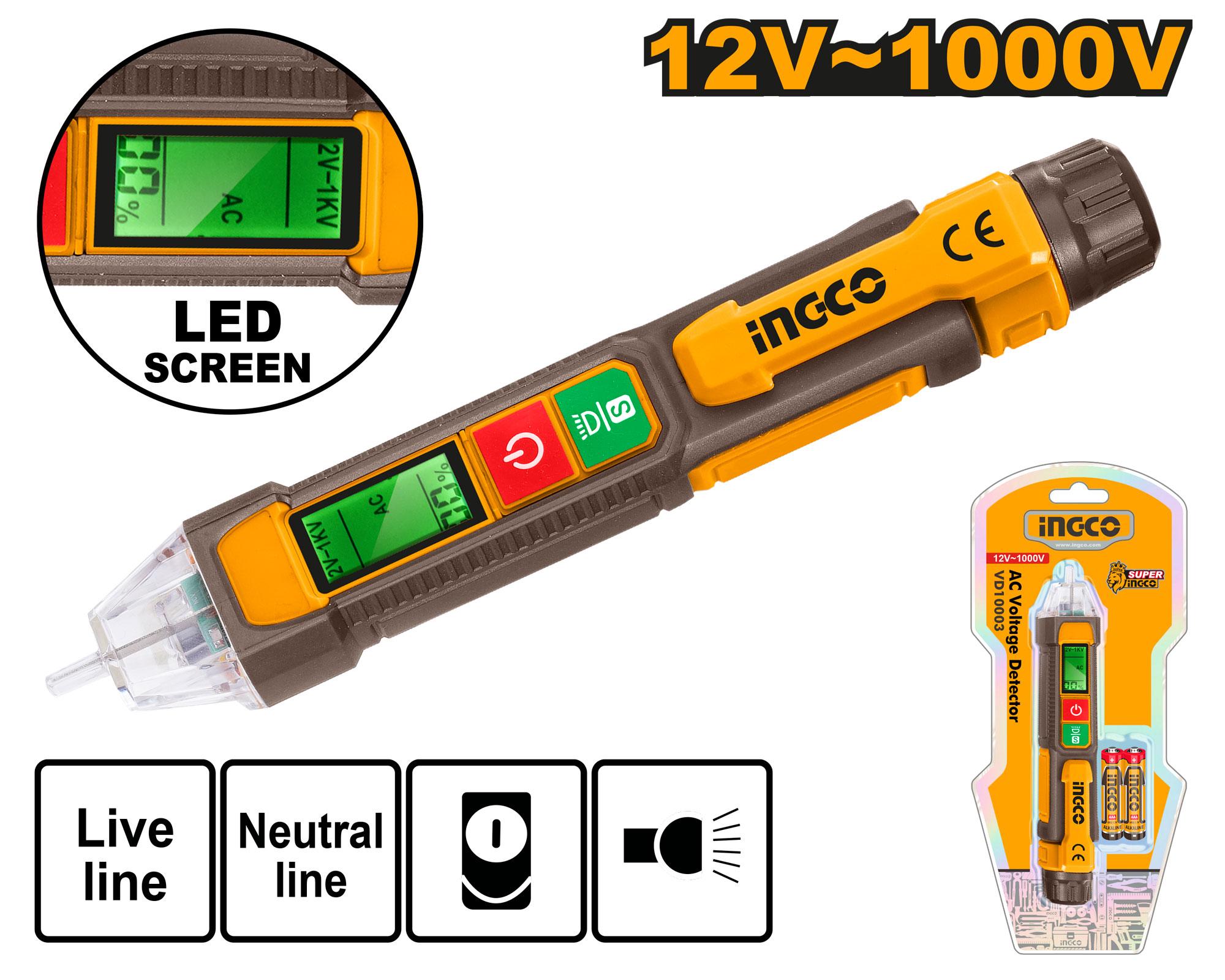 Ingco Ac Voltage Detector With 12V~1000V(High Sensitivity) Vd210003