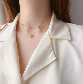 1 Piece Double layer Clavicle Chain Heart Choker Necklace For Women Gold Chain Korean Style Collar Female Chocker Fashion Aesthetic Jewelry