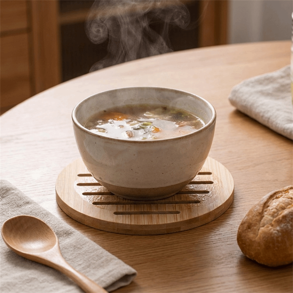 2PCS Multi-Purpose Thickened Bamboo Coaster Natural Round/Square Heat Resistant Mat Eco-Friendly Bowls Pad Kitchen