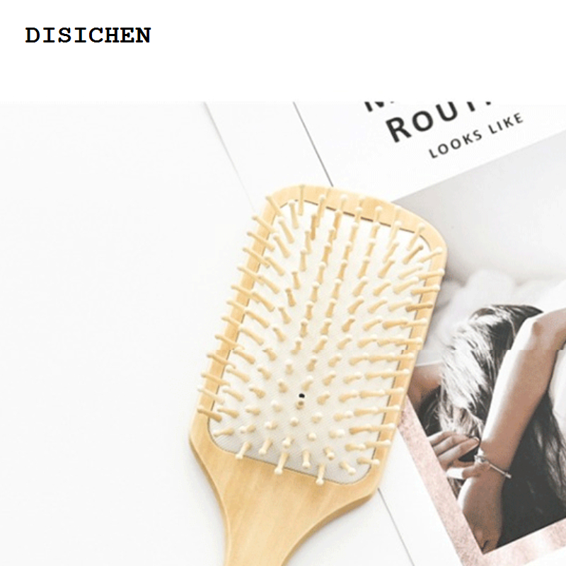 DISICHEN Hot Selling Premium Wooden Bamboo Hair Brush Improve Hair Growth Wood hairbrush Prevent Hair Loss Comb Bamboo Comb Teeth