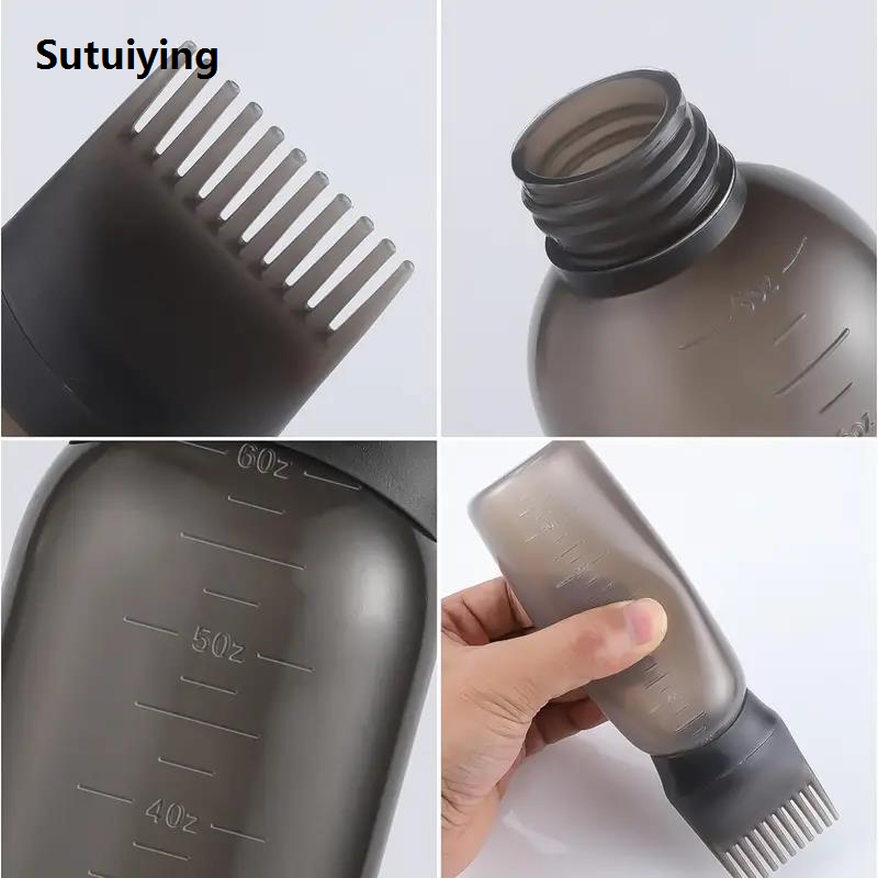 Sutuiying 2pcs/set Applicator Bottle Shampoo Brush Scalp Massage Hair Brush 2025 New Oil Applicator for Hair Care 3-in-1 Hair Treatment Tool