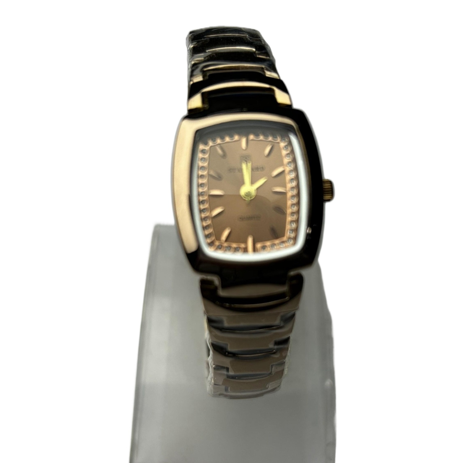 Fashionable Rectangular Coffee Dial Stainless Steel Coffice Color Chain Analog Quartz Moment Best Quality Watch For Women - Sold By Watch House