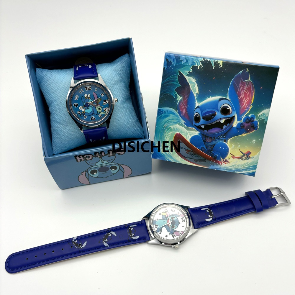 DISICHEN Stitch Gift Box Watch Pointer Quartz Children Box Gift Watch Girls Kawaii Stitch Box Watch Birthday Gift Cute Girly Heart New style