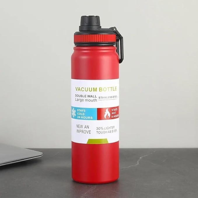 Stainless Steel 800ml Thermal Bottle with 360° Rotating Arm Handle - BPA Free Leakproof Vacuum Insulated Sports Water Bottle | 12H Hot & 24H Cold | Multi Co