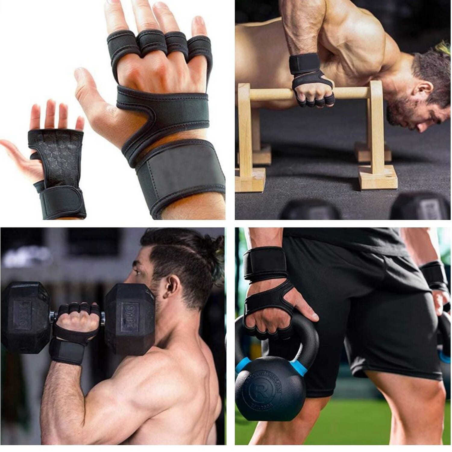 Black Weight Lifting Fitness Gym Gloves For Men And Women With Antiskid Wrist Support