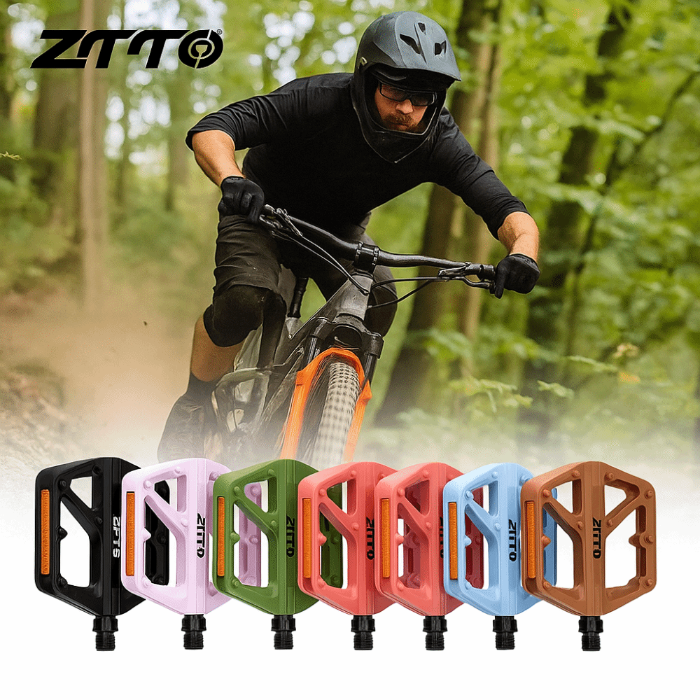 ZTTO Mountain Bike Pedal Anti-slip Foot Plat Ultralight Nylon Bicycle Pedal DU Bushing 9/16" Pedals Classic Cycling Parts