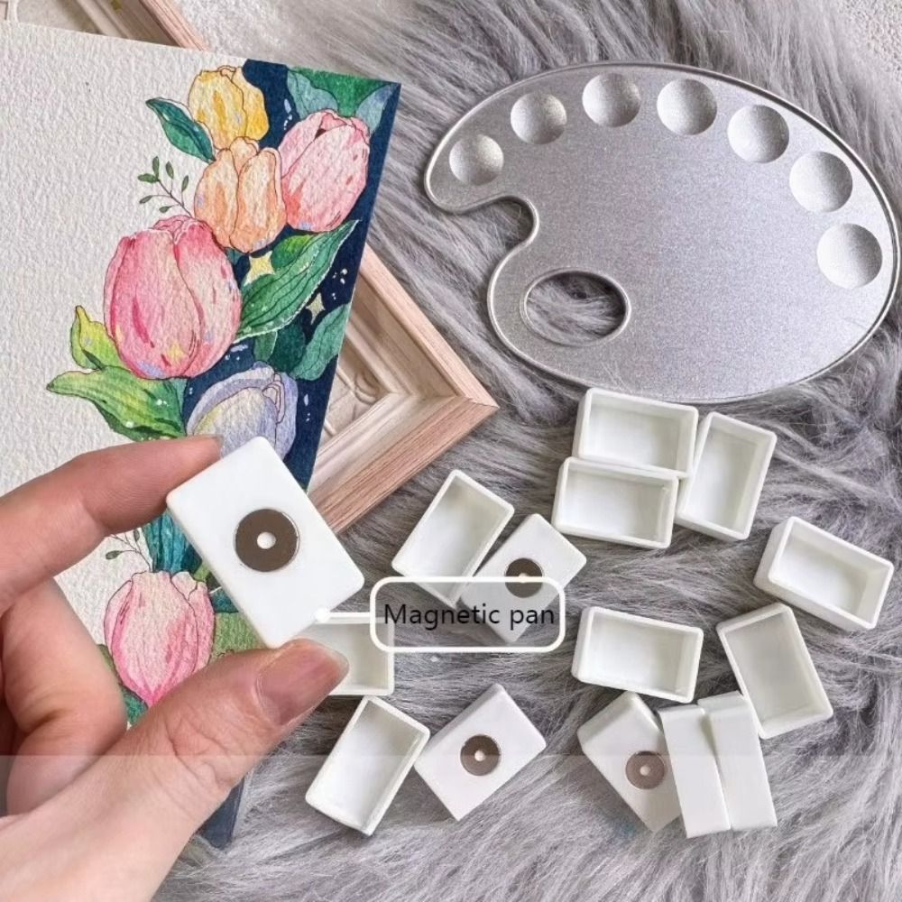 Portable Painting Tools Watercolor Pans Subpackage Tin Drawing Magnetic Full Pan Empty Metal Palette Watercolor Tube Box Painting Storage