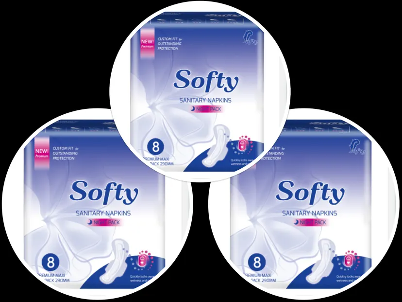 Softy Sanitary Napkins Premium Maxi Night Pack 290MM 8 Pads Pack Of 3