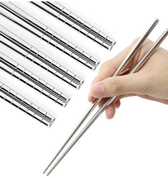 5 Pairs 304 Stainless Steel Chopsticks Reusable Non Slip Chopsticks Dishwasher Safe