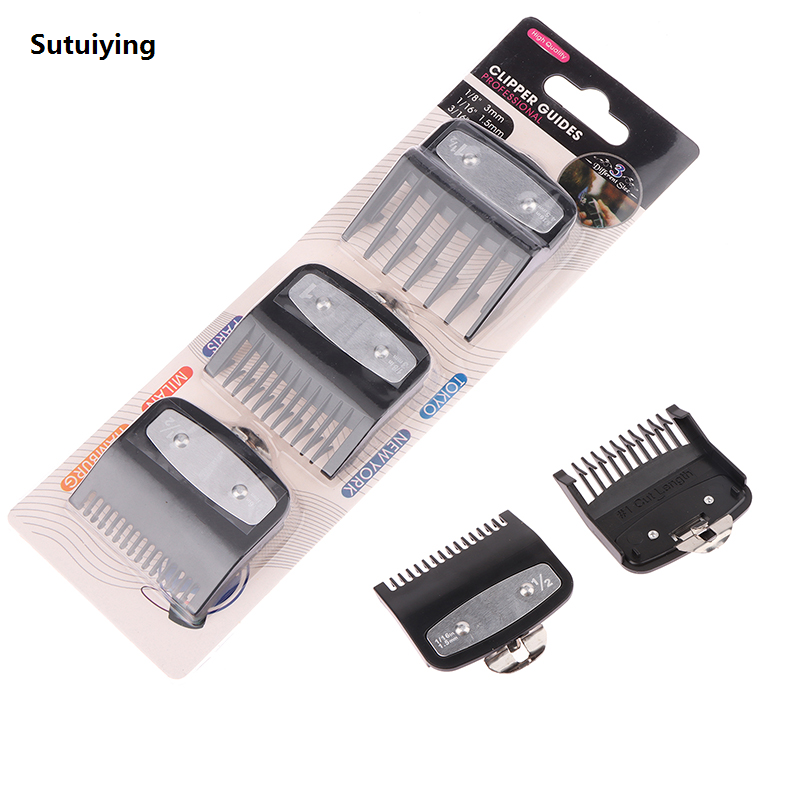 Sutuiying 3Pcs Black Limit Comb Set Hair Clipper Guards Guide Combs Trimmer Portable Styling Tools Attachment Compatible 1.5mm 3mm 4.5mm